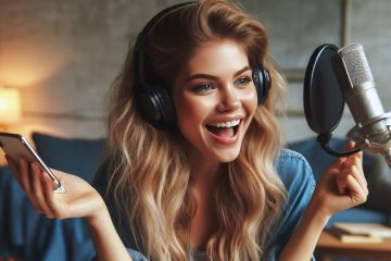 A young female songwriter excited about her new song