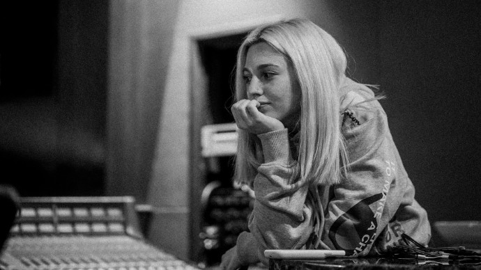 Singer in recording studio