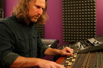 Luke Garfield mixing a song