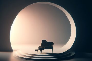 minimalist scene with piano in it