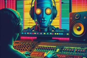 Robot mixing in studio with AI mixing plugins